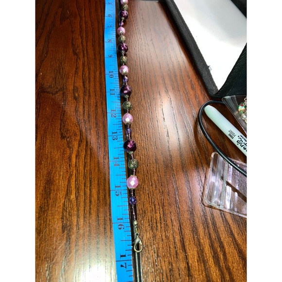 Purple 2 Types of beads and Brass Filigree Beads Necklace! - Picture 7 of 8